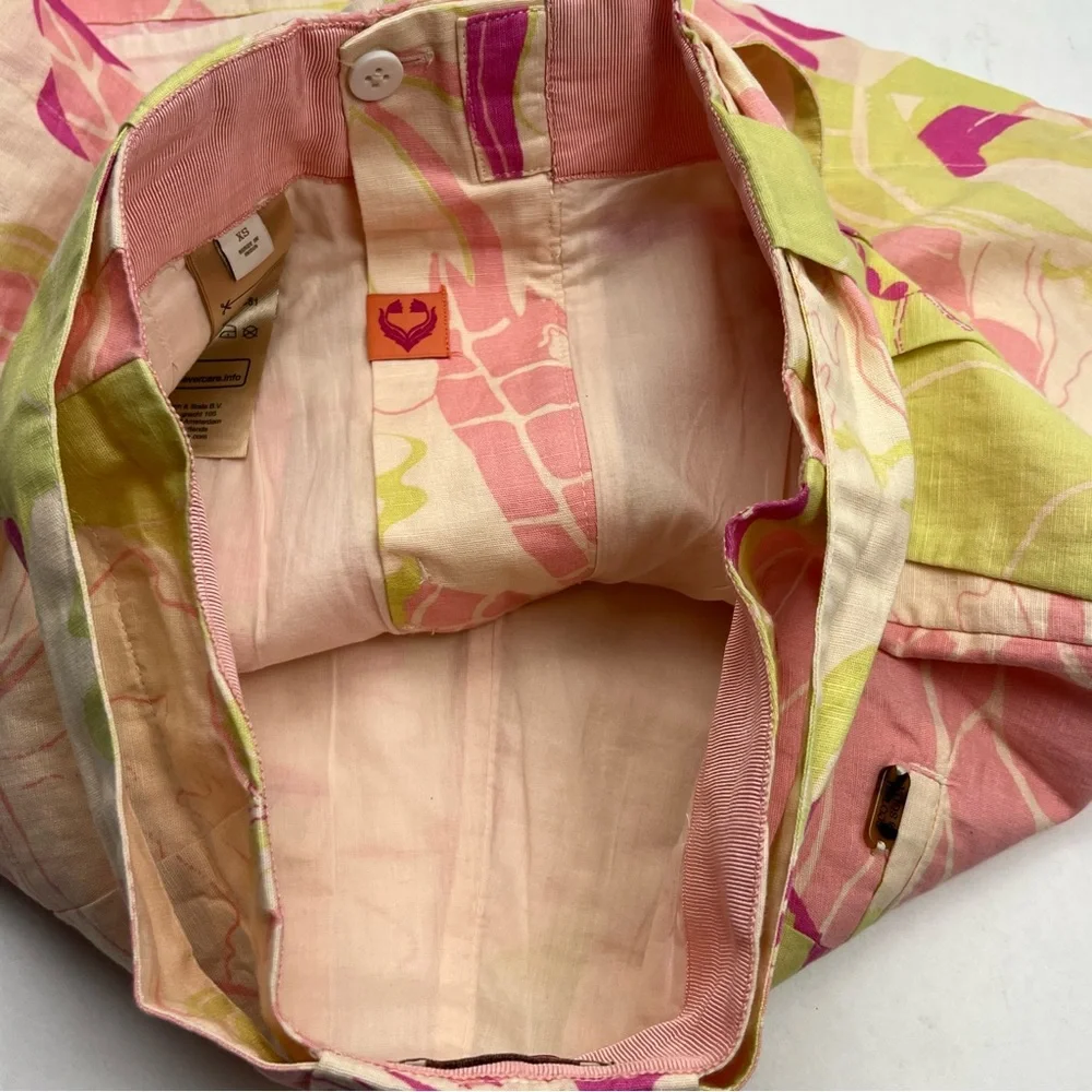 Scotch & Soda High Rise Mid Length Shorts Pink Green Floral Print Womens Size XS